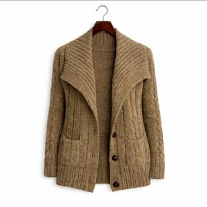 St John's Bay Tan Knit Professor Womens Cardigan Size S.